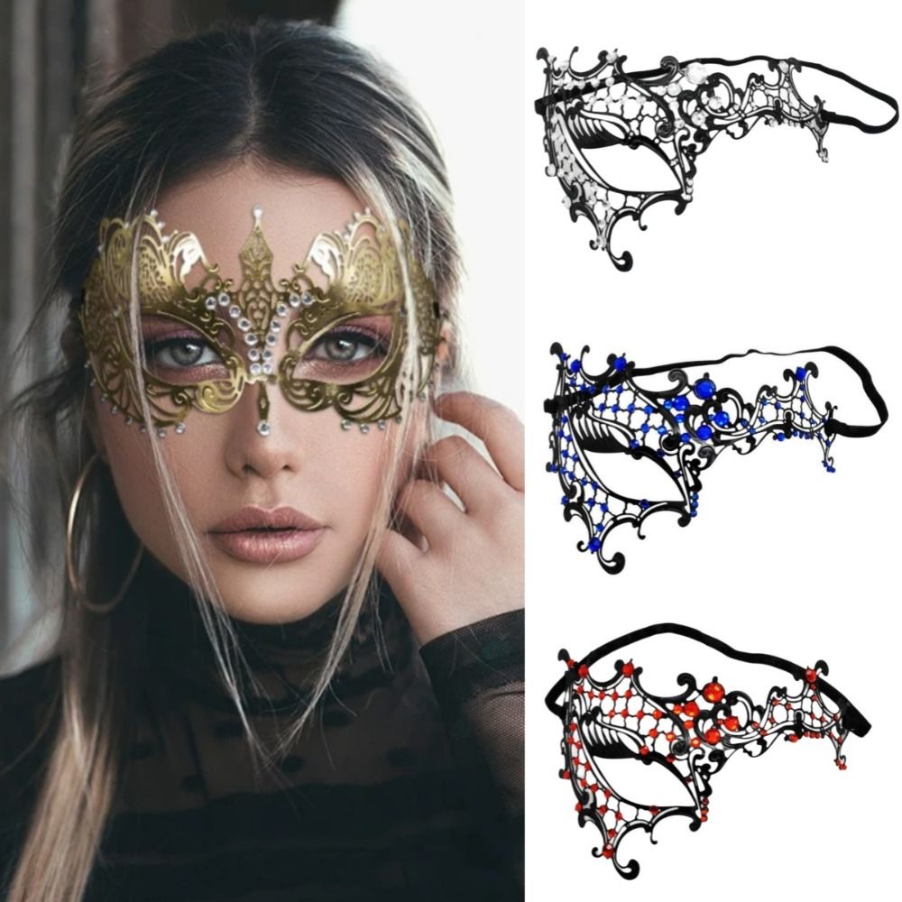 Mask Lanyard Adjustable - Venezianische Halloween-Halbgesichtsmaske Vintage Elastische Bänder Schwarze