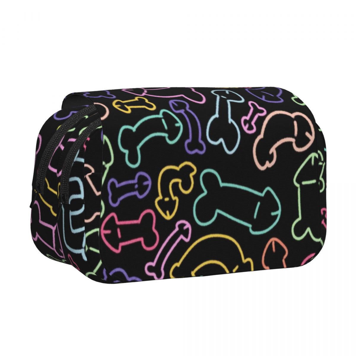 Mask Case Hard Shell - Pastellfarbenes Muster mit Penis-Motiv, schwarze Stiftebox,