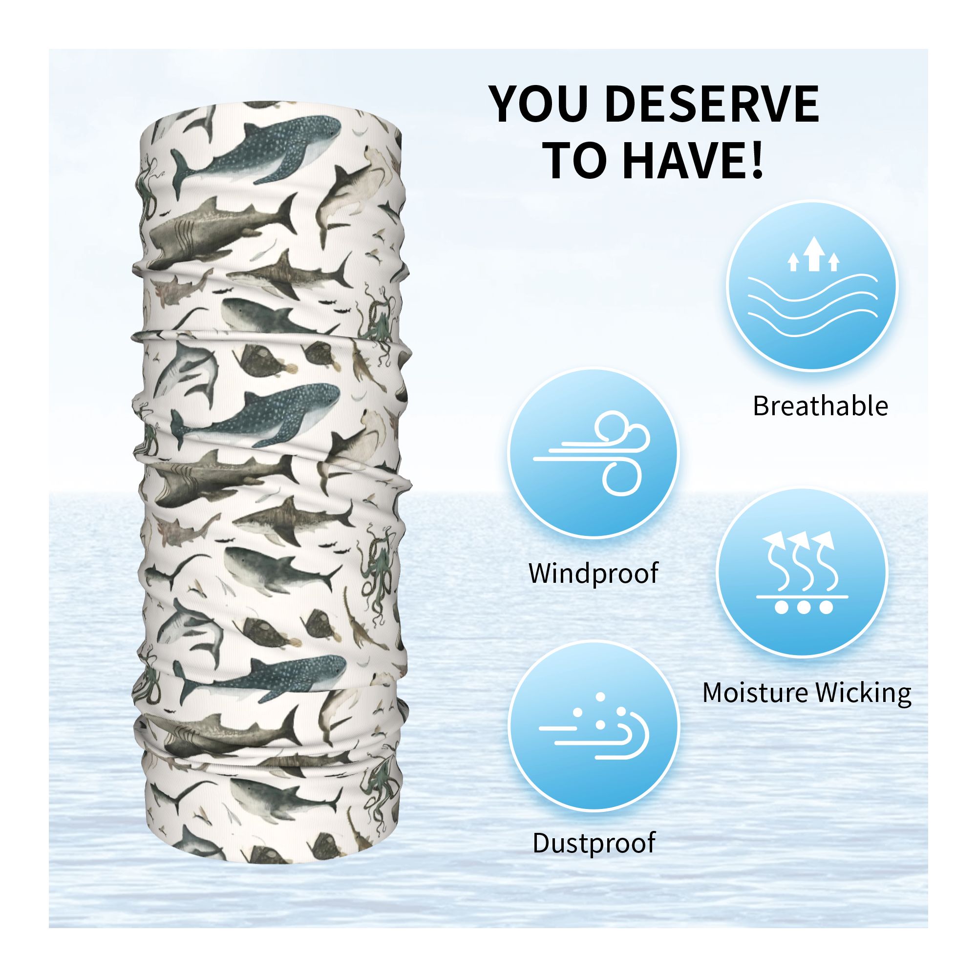 Shark Ocean Animal Sharks Band – Neck Gaiter Face Cover Bewertung und Preis